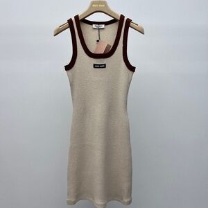 Miu Miu Cream and Brown Trim Mini Dress